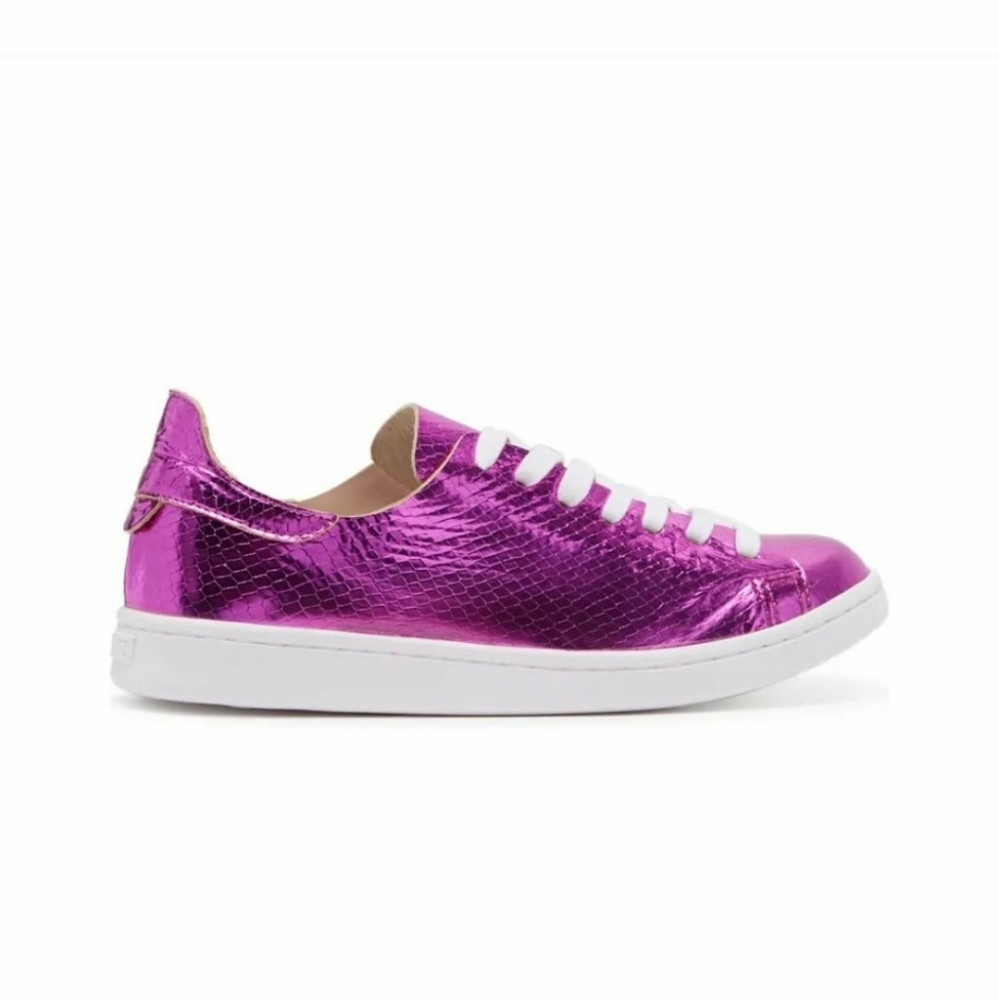 HOST PICK SCHUTZ Ofelia Metallic Pink Snakeskin Leather Sneakers NWT - Picture 4 of 7